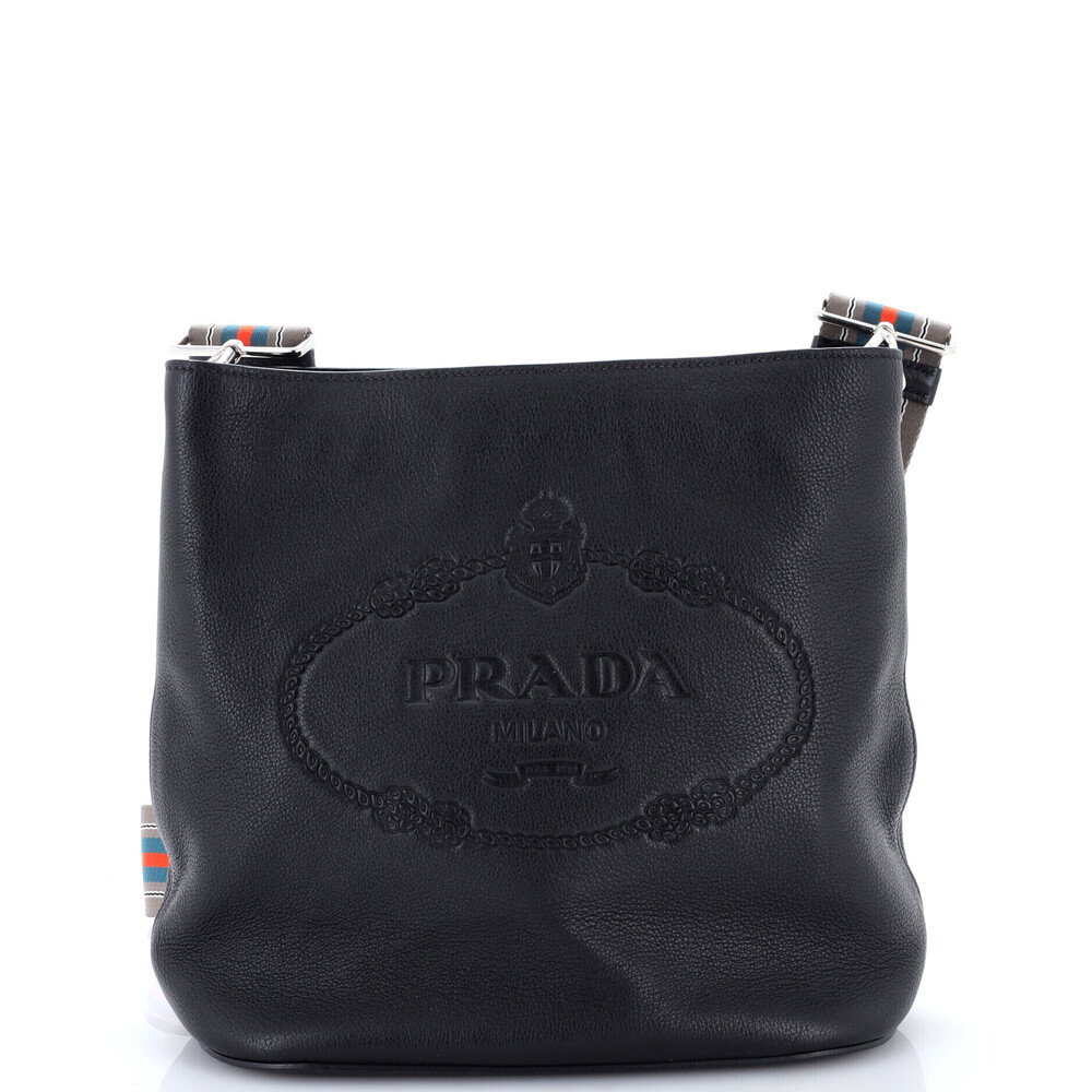 Prada Medium Logo Bucket Messenger Bag Vitello Phenix